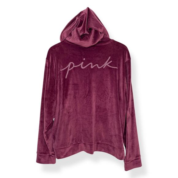 Victoria's Secret Pink women's purple logo velour zip up hooded sweatshirt XXL - Picture 2 of 11